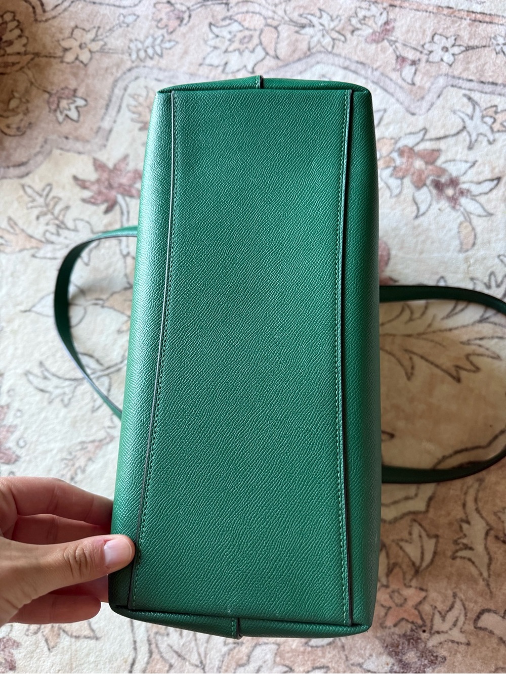 Coach Emerald Green Leather Zip-Top Tote with Gold Hardware - Picture 6 of 6